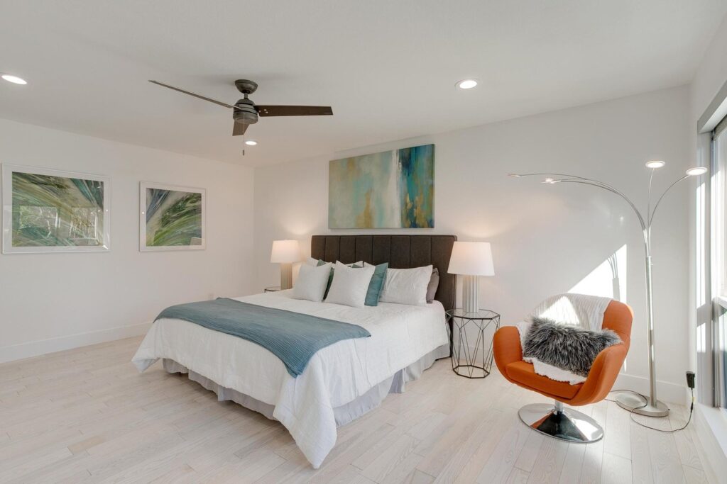 The bedrooms at 3401 Dorothy Lane feature natural light and blonde wood flooring.