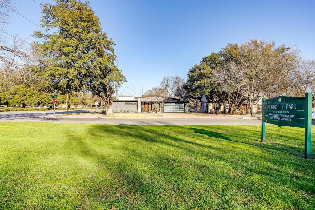 The home is situated on one of Fort Worth's most coveted parks in Monticello.