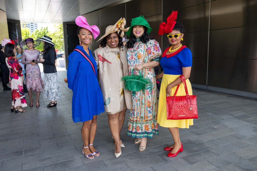 Alla Thomas, Paula Harris, Laura Murillo, Qiana James at the Hats in the Park luncheon. (Photo by Jenny Antill)