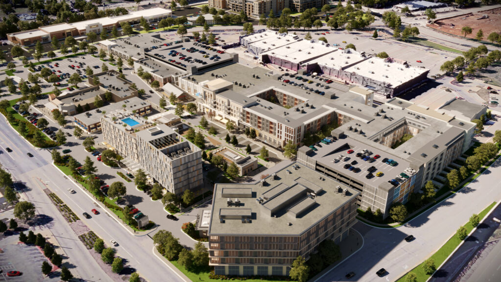 An aerial view of the 45-acre redevelopment of Lincoln Square, Anthem. (Rendering by Dwell Design Studio)