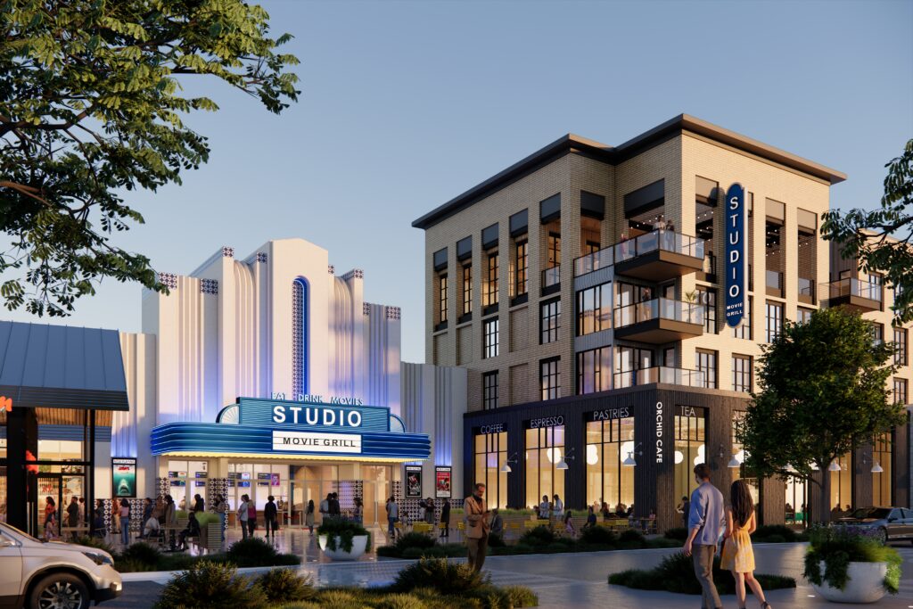 Anthem will become a pedestrian village with shopping, residential, hotel and office space. (Rendering by Dwell Design Studio)