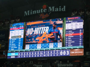 Houston Astros Ronel Blanco blanked the Toronto Blue Jays allowing no hits and no runs in 9 shutout innings. It was the 17th no-hitter in team history, at Minute Maid Park, April 1, 2024