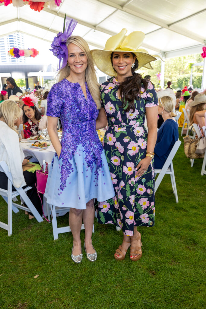 Catherine Matthews, Elizabeth Abraham Colombowala at the Hats in the Park luncheon. (Photo by Jenny Antill)