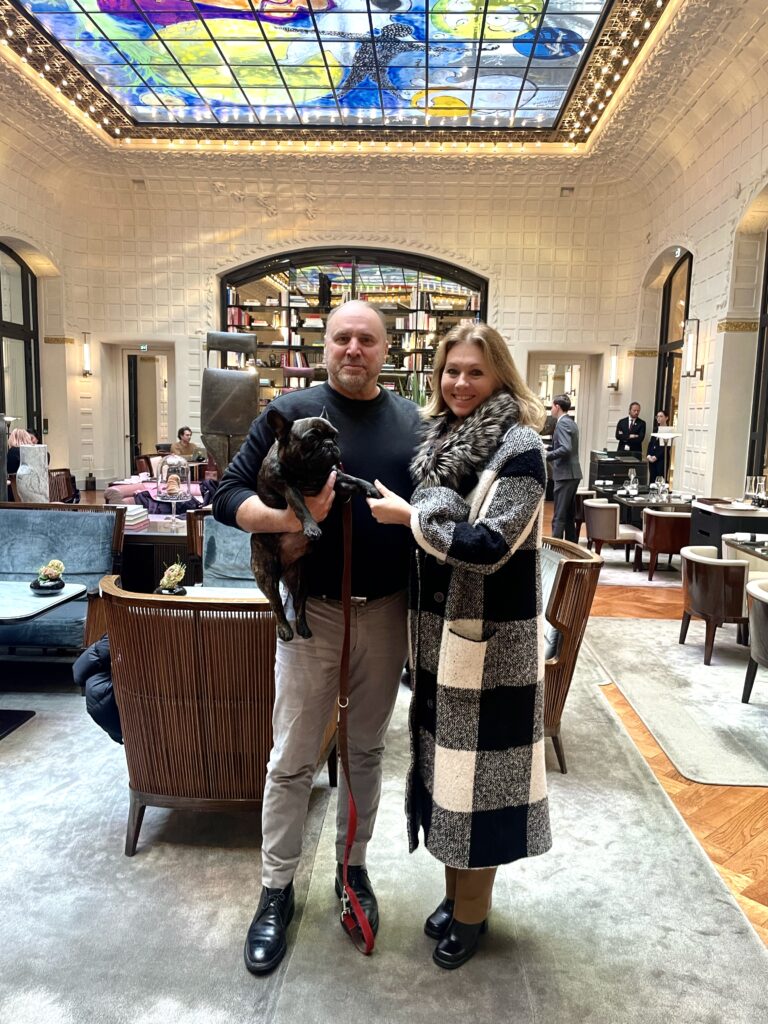 Donatella Benckenstein (right) with William Middleton, author of Paradise Now: The Extraordinary Life of Karl Lagerfeld 