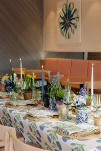 Flowers by Christy Doramus, Glassware by Estelle Colored Glass, Linens by Sue Sartor, Planning by CWT Consulting Group, Venue is Zest Cafe