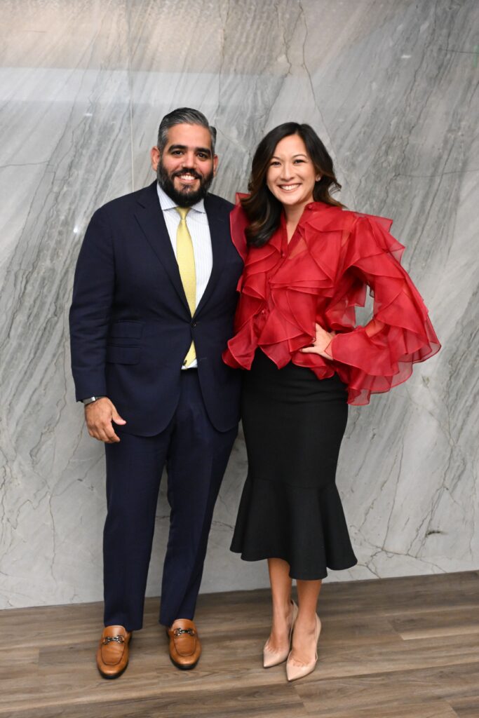HCCS founder Deyvis Salazar and HCCS board chair Adrienne Amin at the Houston Classical Charter School gala. (Photo by Daniel Ortiz)