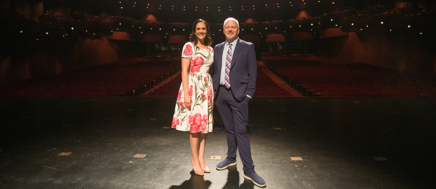 Houston Grand Opera general director Khori Dastoor and HGO artistic and music director Patrick Summers make the scene at the Houston Grand Opera 2024-25 season reveal reception. (Photo by Daniel Ortiz)