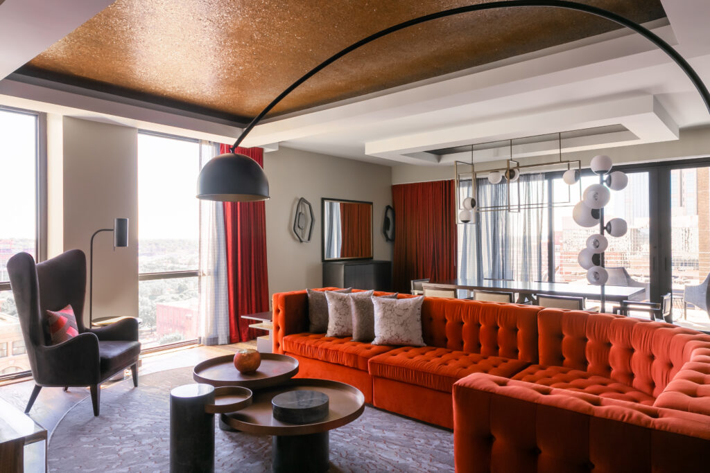 The two-bedroom suite at Bobby Nashville features a pool table and a private balcony. (Photo by Lisa Diederich Photography)