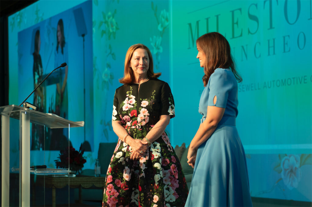 Milestones Luncheon Co-chairs Linda Secrest and Sally Pretorius Hodge (Photo by Tamytha Cameron)