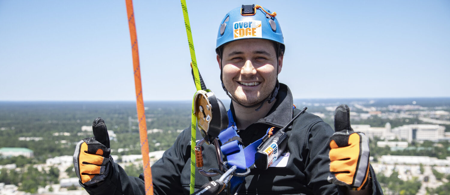 Philip Gallegos serves on the board for Camp for All, and has gone "Over the Edge" five times. Gallegos works for Howard Hughes.