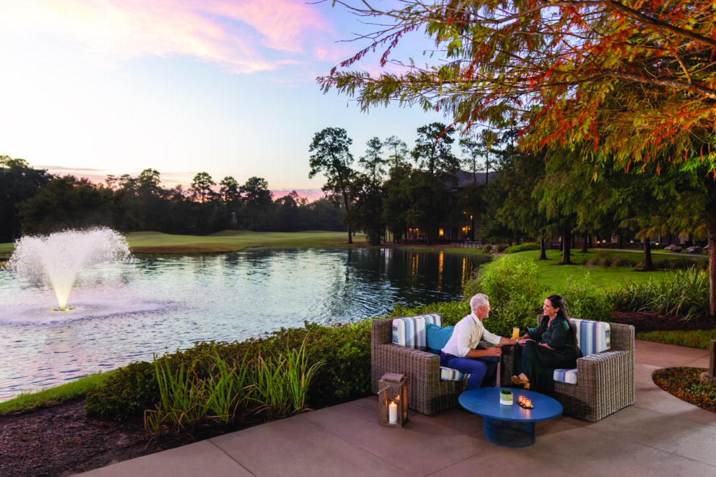 Enjoy sunset cocktails on the idyllic patio at The Woodlands Resort.