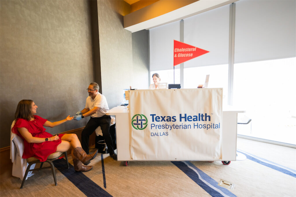 Texas Health helped guest check their cholesterol and blood sugar numbers.