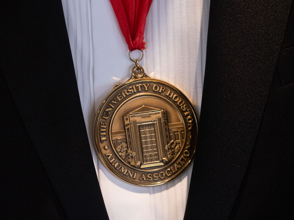 Winning a medal at the UH Alumni Awards is plenty meaningful. (Photo by F. Carter Smith)