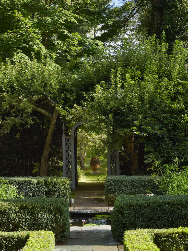 View from the sunken garden into the birdhouse village (Photo by Annie Schlechter)