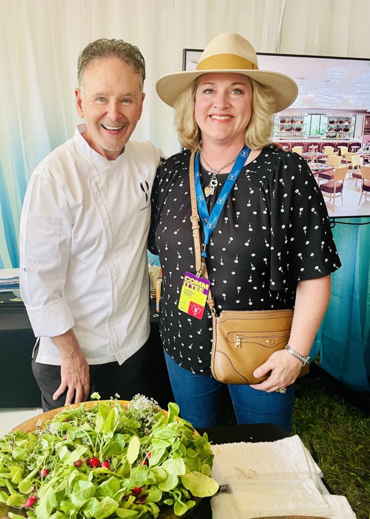 Chef Stephen Pyles promoted his forthcoming restaurant The Seeker in Stephenville, pictured with Courtney Dabney.