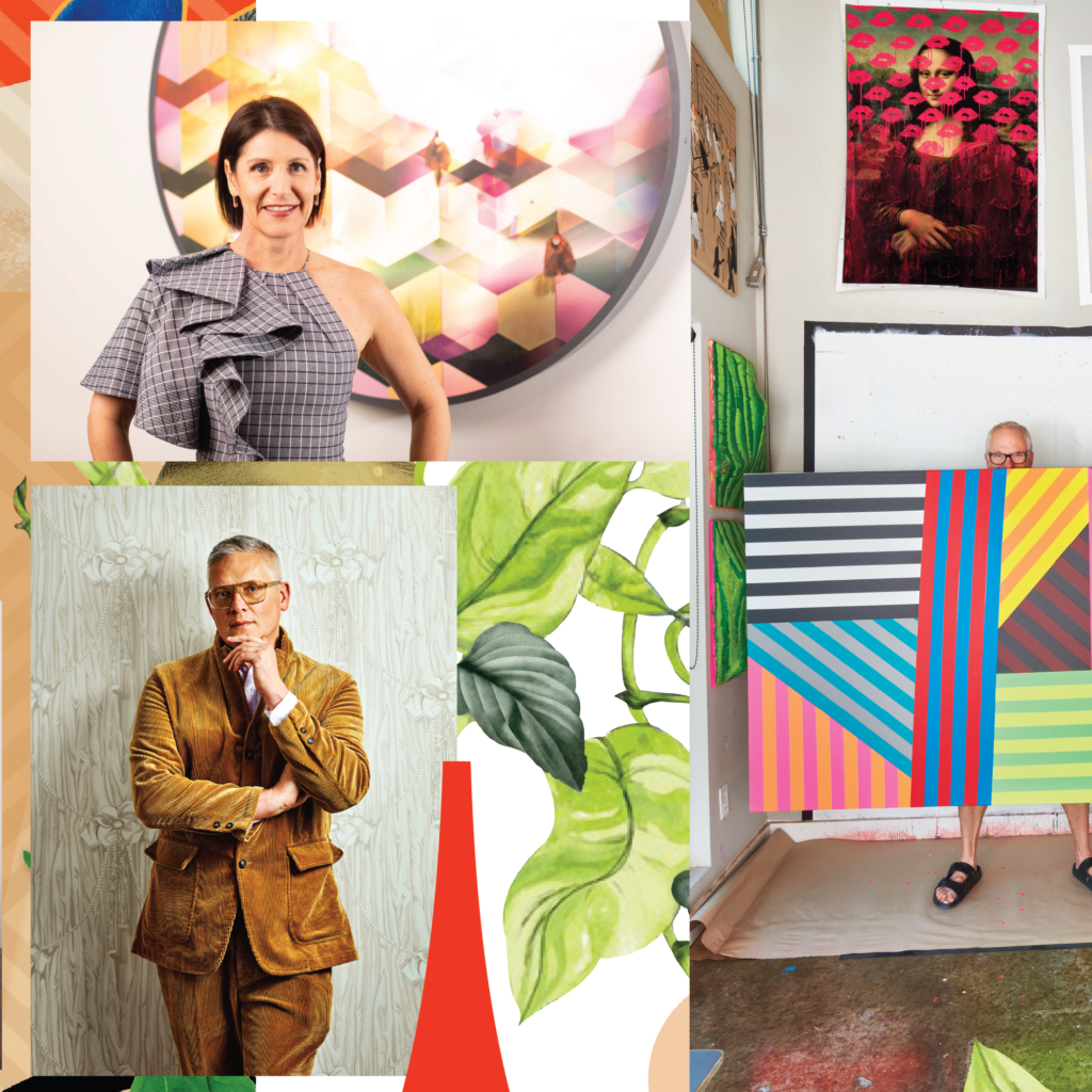 Park House co-founder Deborah Scott at Park House Houston, London designer Giles Deacon at Culp Associates, artist Donald Robertson aka @drawbertson at C2 Art.