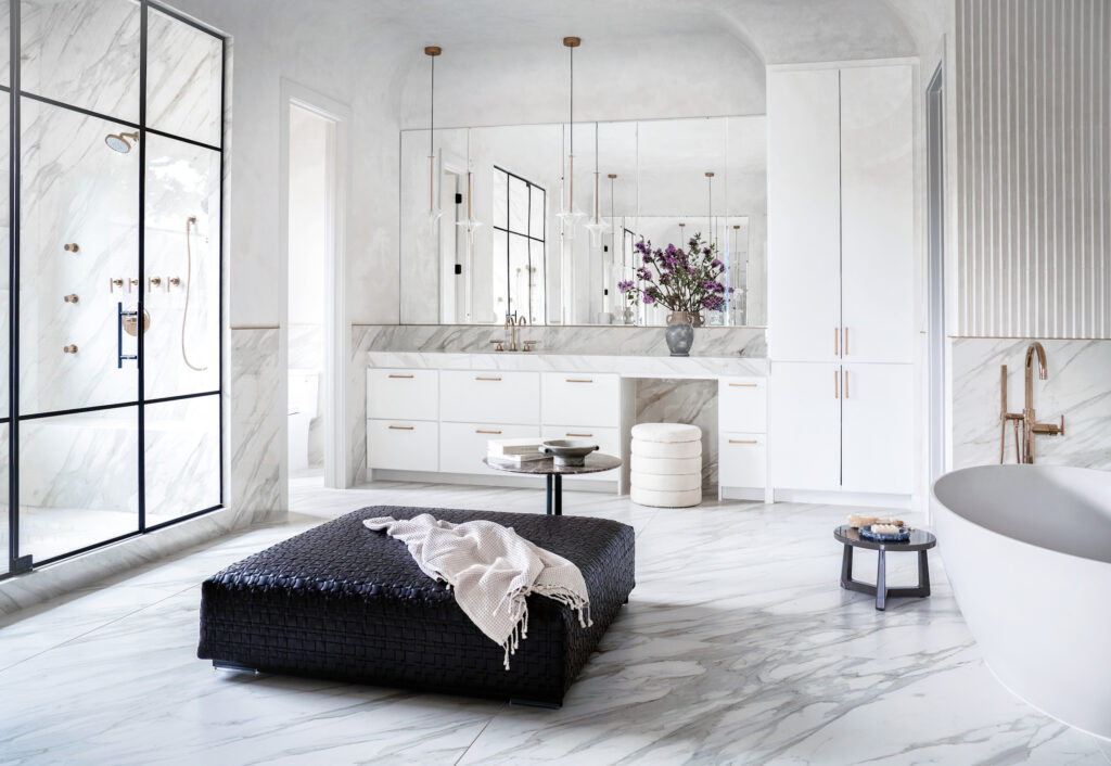 The primary bath at 2110 Del Monte where Nina Magon infused her lauded design talents. (Photo by TK Images)