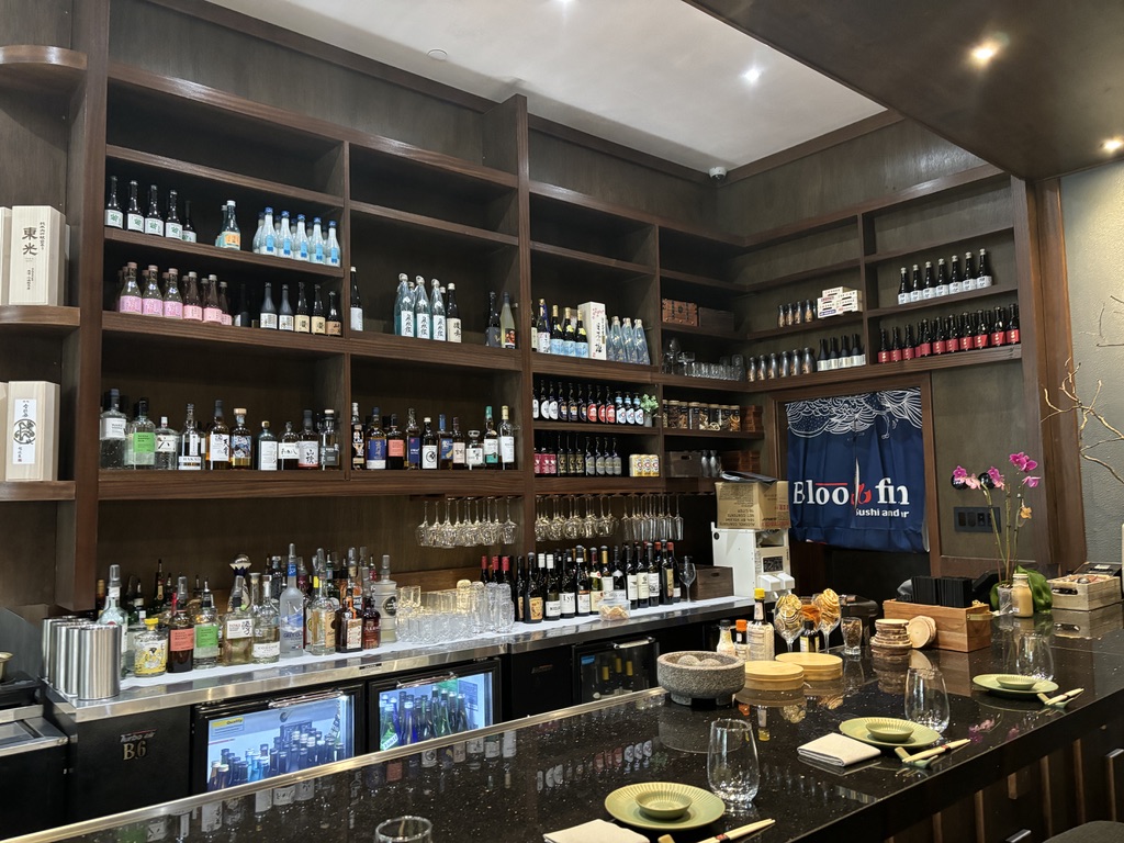 Bloofin has a well-stocked bar with many Japanese whiskies available, along with other wines and liquors. (Photo by Laura Landsbaum)
