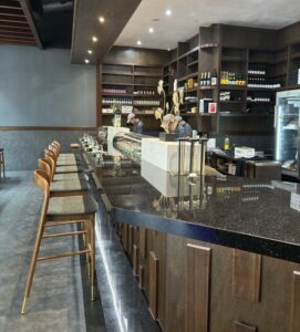 The sushi bar at Bloofin seats seven, and lets diners talk with the sushi chef directly. (Photo by Laura Landsbaum)