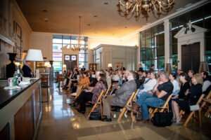 A full house at Greenwood Kings The Lobby to hear Imber speak (Photo by Kara Trail)