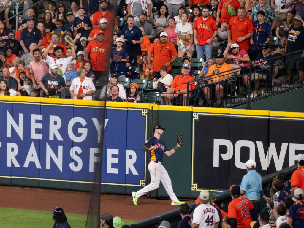 Kyle Tucker's defense is a major difference maker for this Houston Astros franchise too.  (Photo by F. Carter Smith)