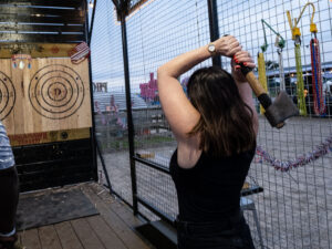 Big As Texas Music Festival featured axe throwing, chain saw sculpting and mural painting. (Photo by F. Carter Smith)