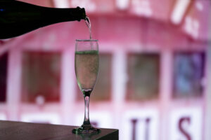 Champagne is poured at Studio Menil Presents: Alphabet Soup (Photo by Daniel Ortiz)