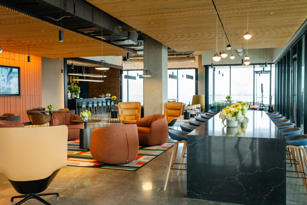 The new office at The QUAD features a members-only club for tenants on the 12th floor. (Photo by Jane Martens)