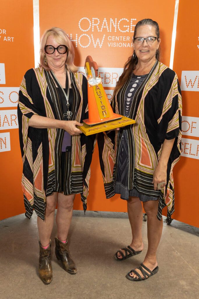 Evelyn Fasnacht, Kathleen Keahey attend the Orange Show Art Car Award Ceremony. (Photo by Emily Jaschke) 