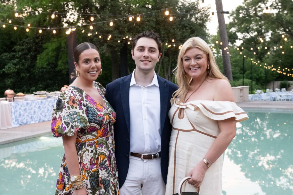Gillian Sarofim, Selim Baysal, Lauren Gray at the Rienzi Spring Party (Photo by Wilson Parish)