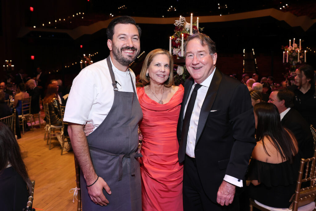 Guest chef Aaron Bludorn with chairs Nancy & Bryan Ruez at the Houston Symphony Wine Dinner & Collector's Auction. (Photo by Priscilla Dickson)