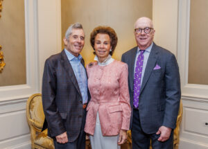 Co-chair trio John & Sharon Hoffman, Michael Dale at the Houston Center for Contemporary Craft Spring Luncheon 2024 (Photo by Katy Anderson)