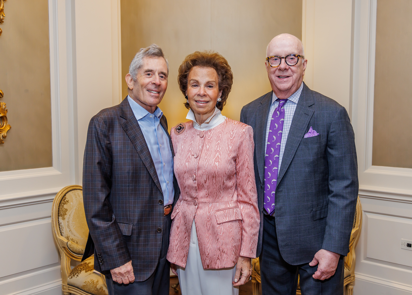 Event co-chairs John Hoffman, Sharon Hoffman, Micheal Dale at the Houston Center for Contemporary Craft Spring Luncheon 2024 (Photo by Katy Anderson)
