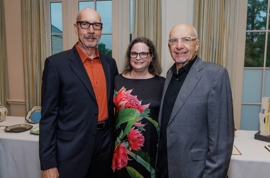 Honorees Mark Del Vecchio & Garth Clark, with guest speaker the MFAH's Sara and Bill Morgan Curator of Decorative Arts, Craft, and Design Cindi Strauss at the Houston Center for Contemporary Craft Spring Luncheon 2024 (Photo by Katy Anderson)