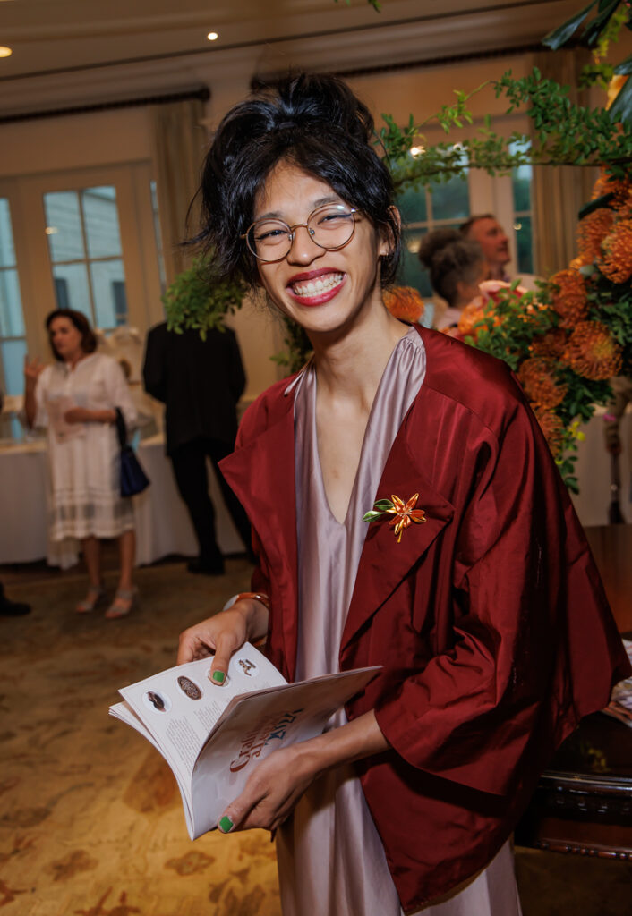 Craft Center recent resident artist Hai-Wen Lin at the Houston Center for Contemporary Craft Spring Luncheon 2024 (Photo by Katy Anderson) 