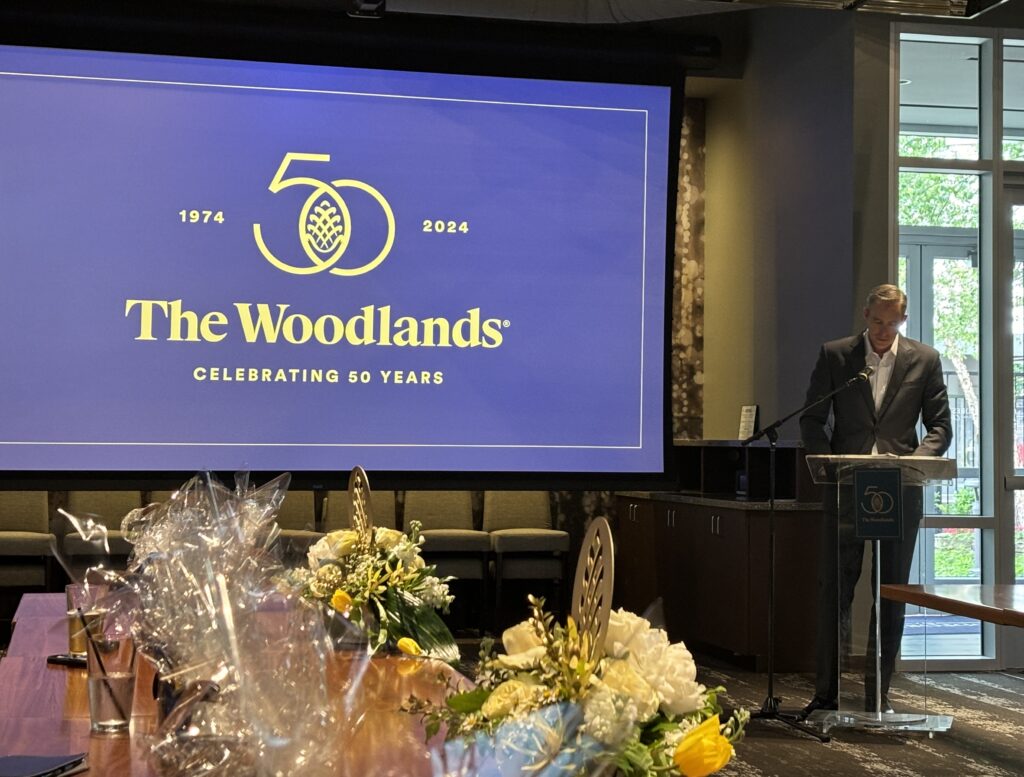 Jim Carman revealed plans for the week long community celebration for The Woodlands' 50th anniversary at the Woodforest Bank Club at the Cynthia Woods Mitchell Pavilion. (Photo by Laura Landsbaum)