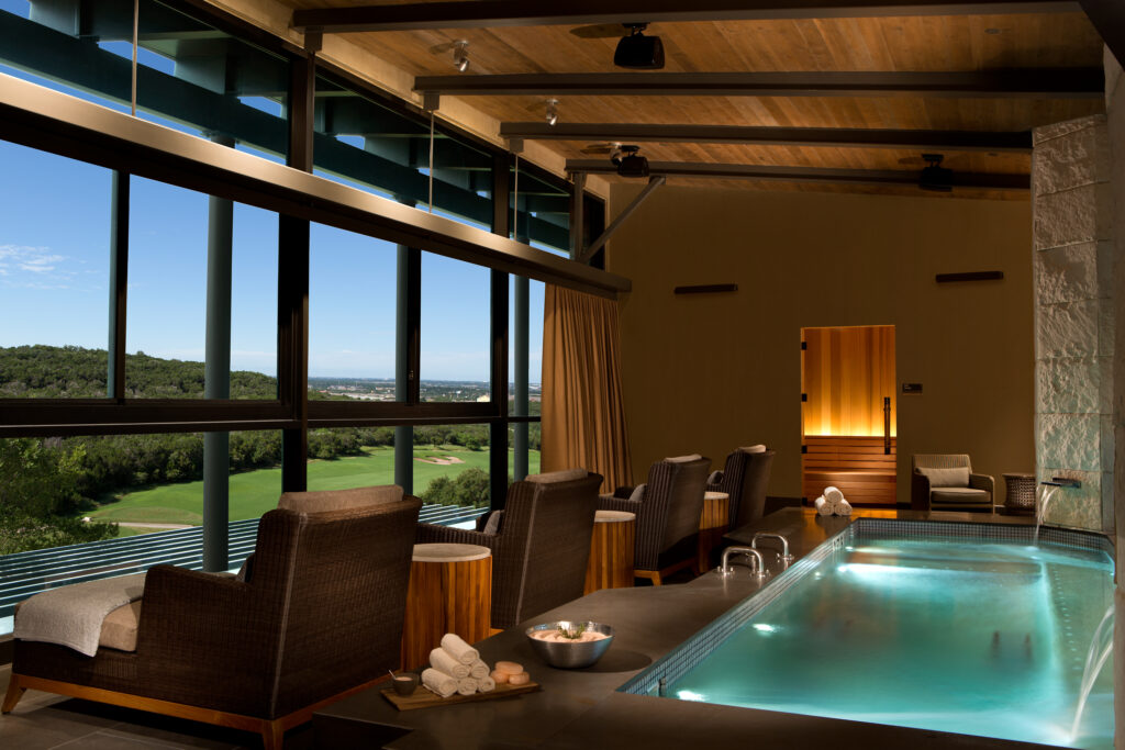 Gratis amenities at Loma de Vida Spa include a solarium (one for men and another for women) outfitted with a eucalyptus-scented steam room and salt sauna, its walls lined with actual pink bricks of Himalayan sea salt. (Courtesey La Cantera Resort and Spa)