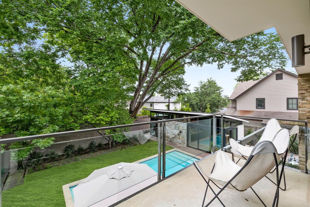A private patio off the primary bedroom.