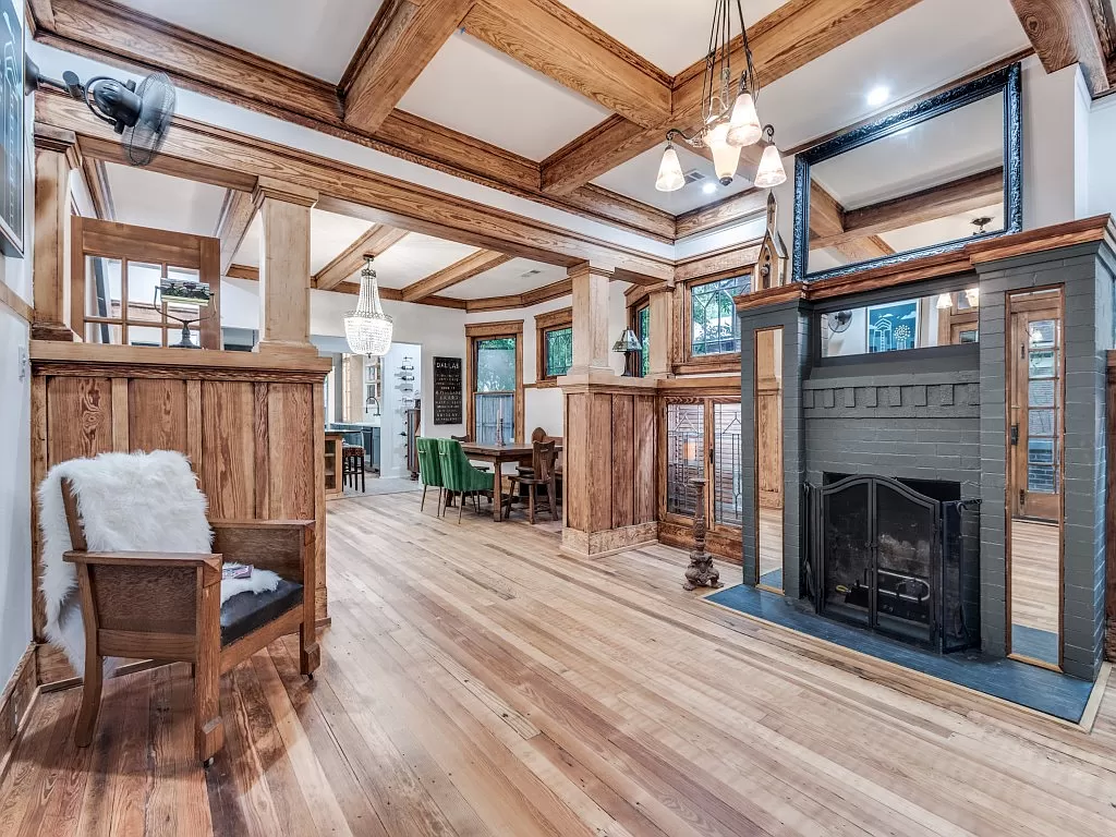 Special attention was paid to the 1915 home's coffered ceiling. 