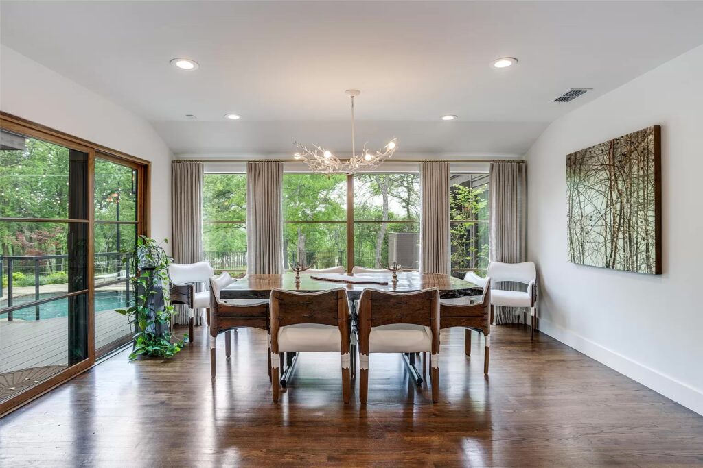 An airy dining room.