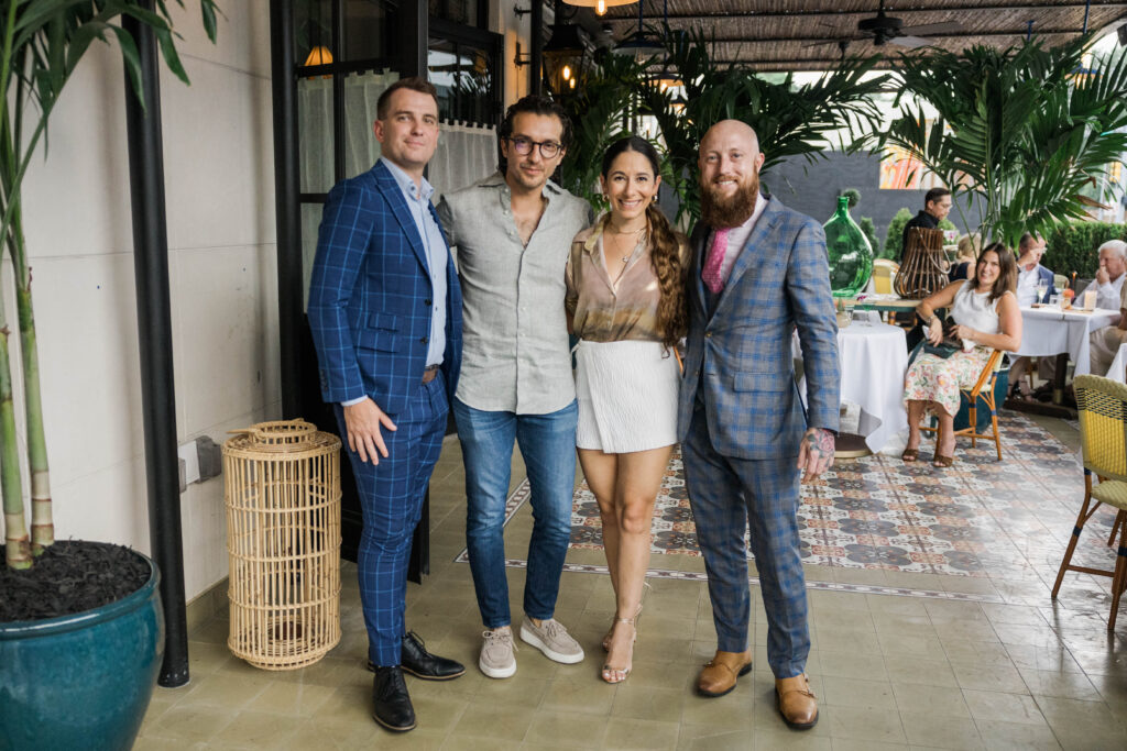 Declan Nye, Yonne & Shireen De La Mora, Ezra Saul at the Le Colonial Summer Soirée, co-hosted by PaperCity (Photo by Johnny Than)