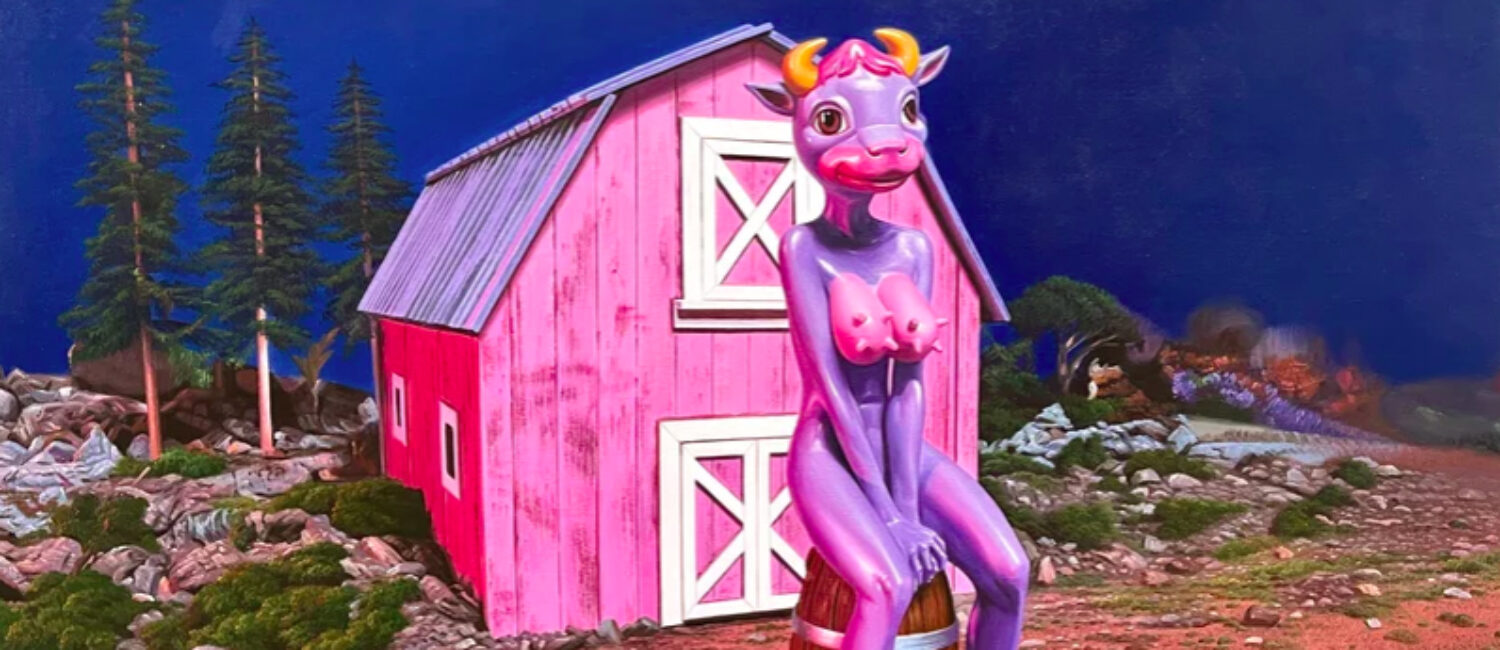Ron English’s “Cathy Cowgirl’s Pink Barn in dallas (Photo by Ro2 Gallery)