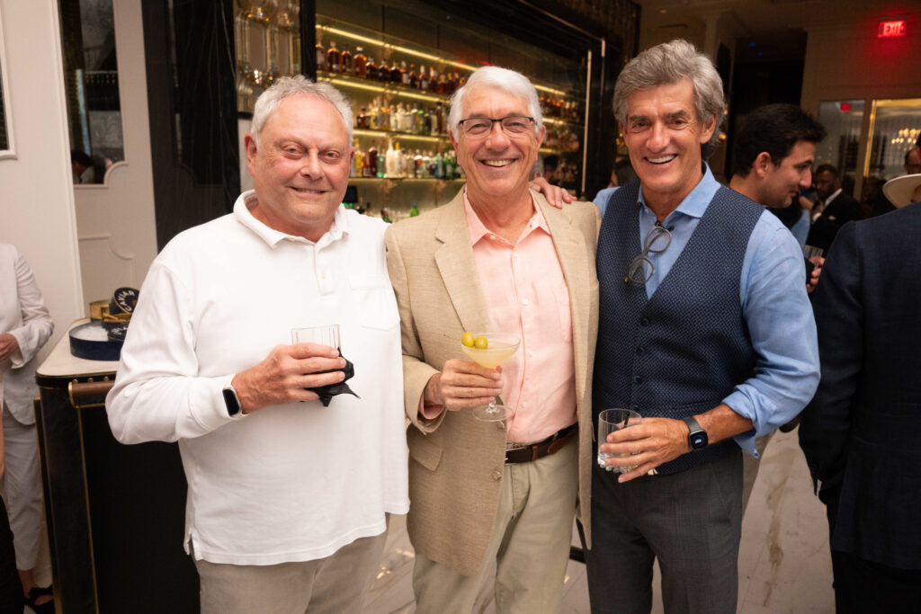 Mickey Altman, Scott Rozzell, Nick Florescu at the opening of opulent steakhouse Turner's Cut, located in Autry Park (Photo by Daniel Ortiz)