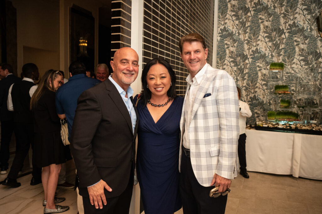 Arthur Mooradian, Miya Shay, Bill Baldwin at the opening of opulent steakhouse Turner's Cut, located in Autry Park (Photo by Daniel Ortiz)
