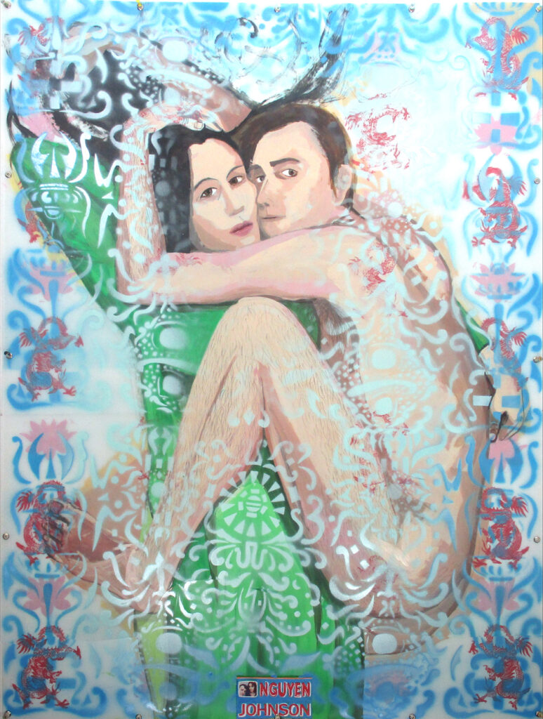 Duyen Nguyen's "Nguyen Johnson Portrait," 2023, is reminiscent of Yoko Ono and John Lennon's portrait taken by Annie Liebovitz for Rolling Stone in 1980 (Photo by Jeremiah Johnson)