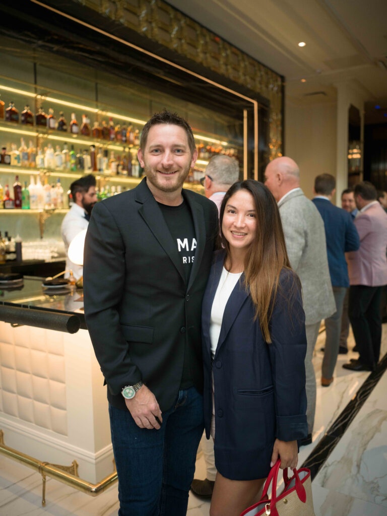 Peter Nolan, Juliana Hernandez at the opening of opulent steakhouse Turner's Cut, located in Autry Park (Photo by Daniel Ortiz)