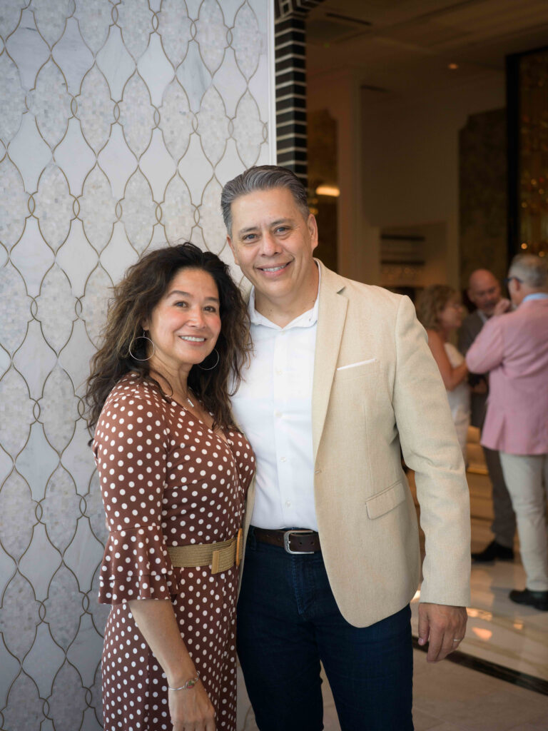 Caroline & Houston Fire Chief Sam Peña at the opening of opulent steakhouse Turner's Cut, located in Autry Park (Photo by Daniel Ortiz)