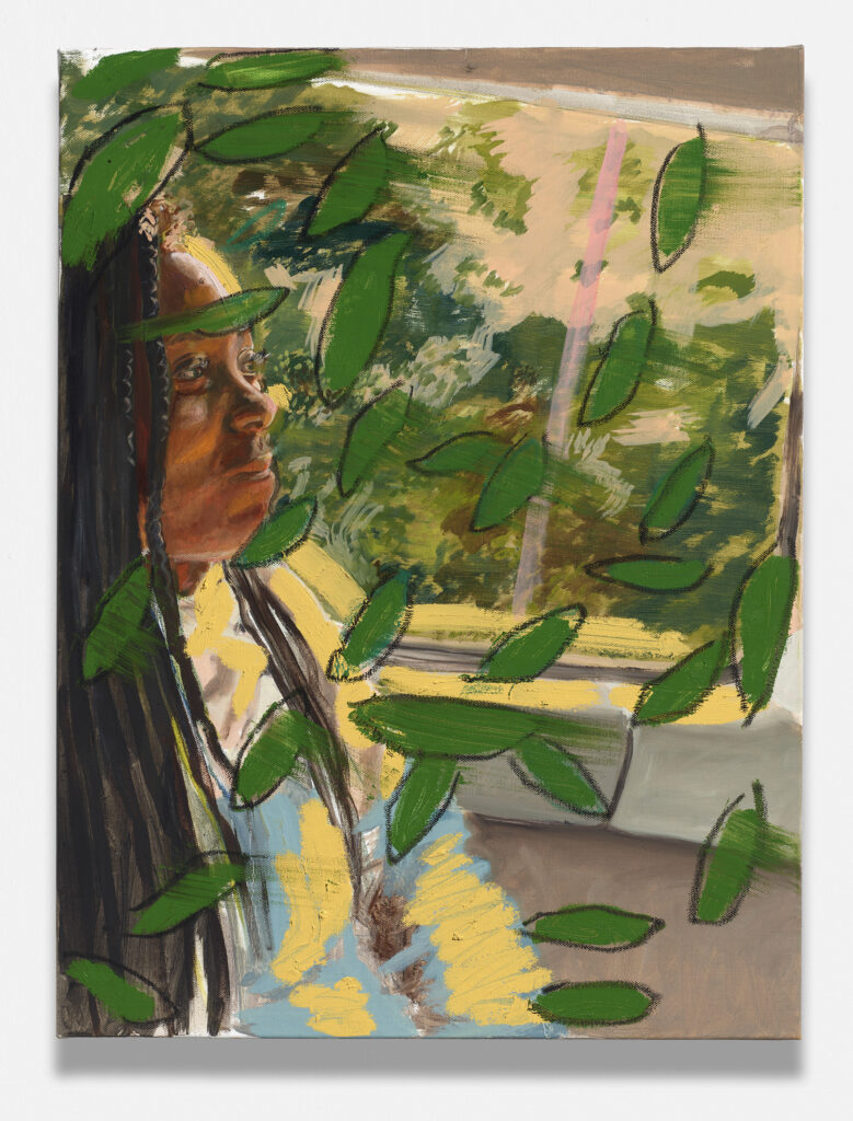 Alexis Pye's "Window Seat," 2024. Oil, oil stick and oil pastel on canvas. (Courtesy Alexis Pye and Inman Gallery, Houston)