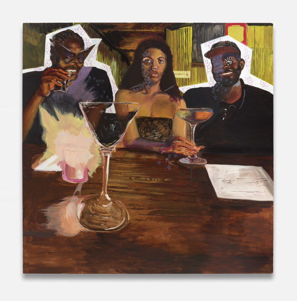 Alexis Pye's "Night Out," 2024. Oil and oil pastel on canvas. (Photo by Thomas DuBrock. Courtesy Alexis Pye and Inman Gallery, Houston)
