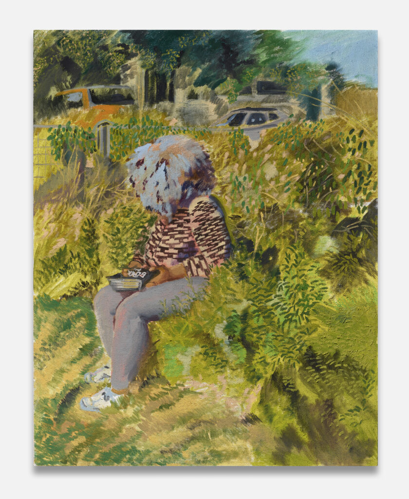 Alexis Pye's "Lost II," 2023-2024. Oil and oil pastel on burlap. (Photo by Thomas DuBrock. Courtesy Alexis Pye and Inman Gallery, Houston)